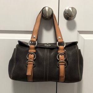 COACH CHELSEA PEBBLED BROWN LEATHER,  TURN LOCK